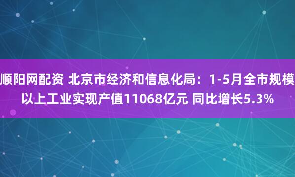 顺阳网配资 北京市经济和信息化局：1-5月全市规模以上工业实现产值11068亿元 同比增长5.3%